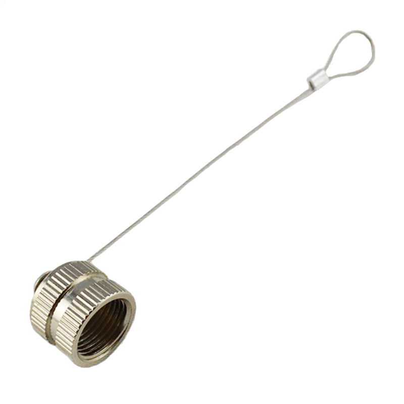 M12 female metal waterproof cap with stainless steel chain,brass with nickel plated screw